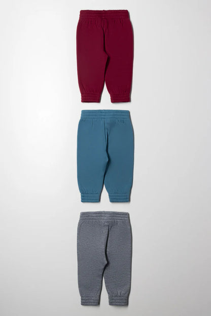 3 Pack Track Pants Blue, Grey And Red