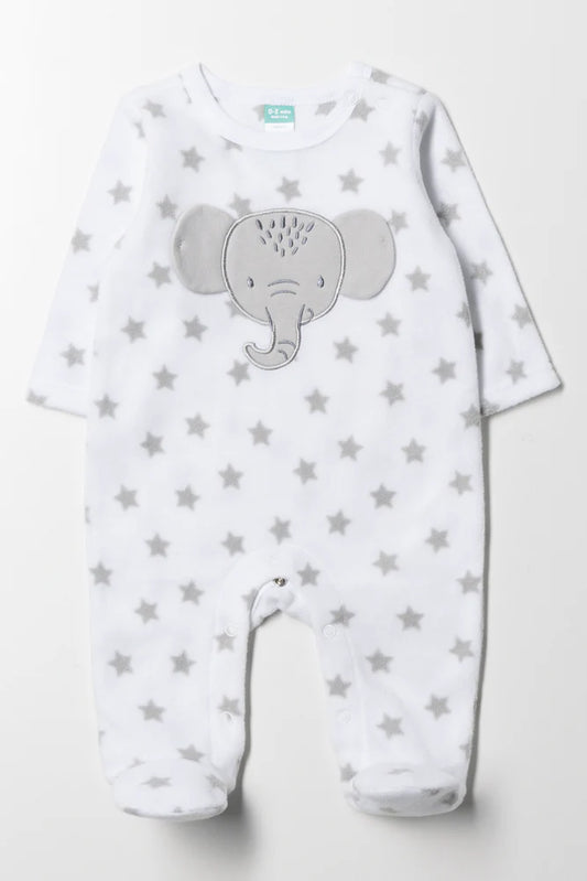 Elephant Babygrow White