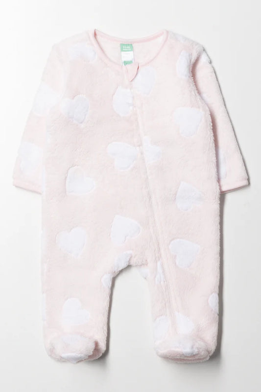 Heart Embossed Babygrow Pink