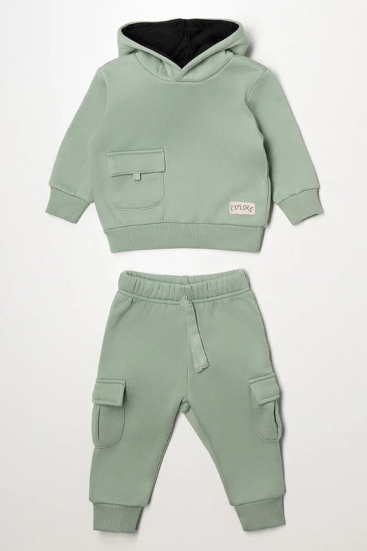 Hooded Cargo Tracksuit Light Green