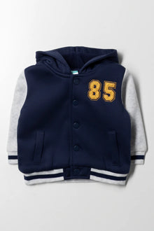 Capuchon honkbaljack marineblauw & grijs