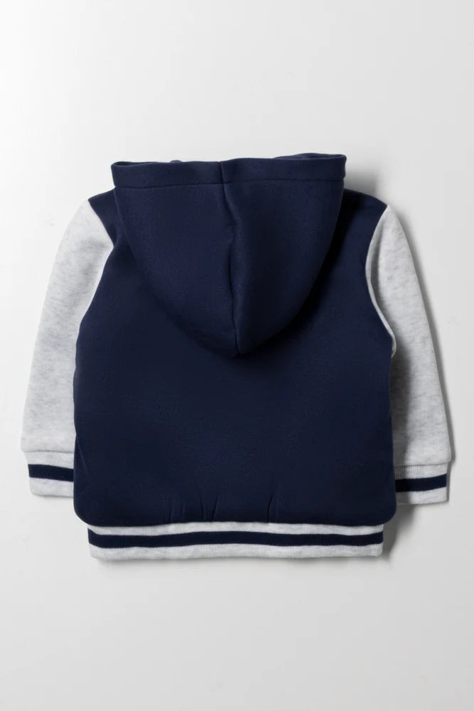 Capuchon honkbaljack marineblauw & grijs