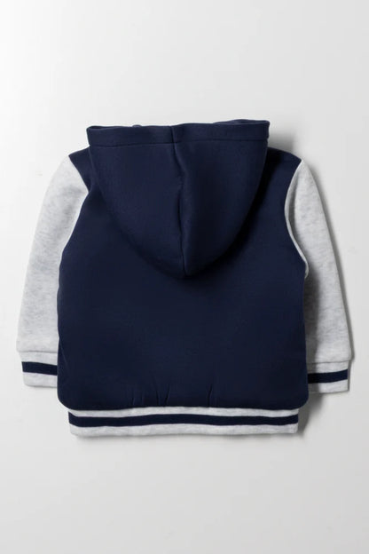 Capuchon honkbaljack marineblauw & grijs