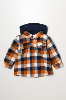 Capuchon Check Shacket Roest & Marineblauw