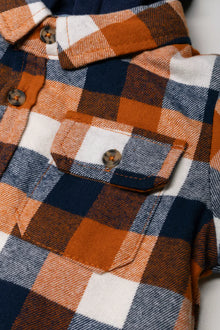 Capuchon Check Shacket Roest & Marineblauw
