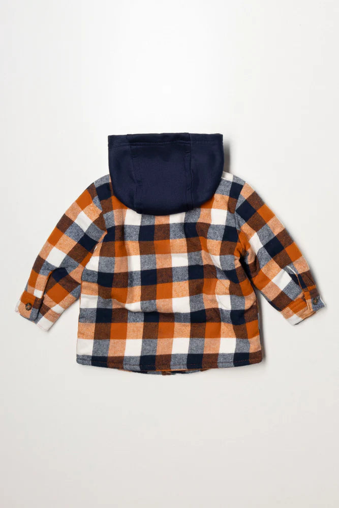 Capuchon Check Shacket Roest & Marineblauw