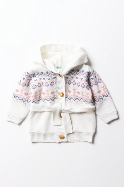 Hooded Cardigan White