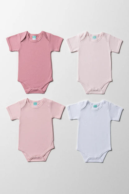 4-pack bodyvesten roze en wit