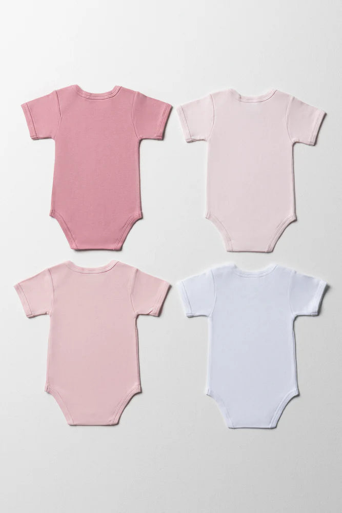 4-pack bodyvesten roze en wit