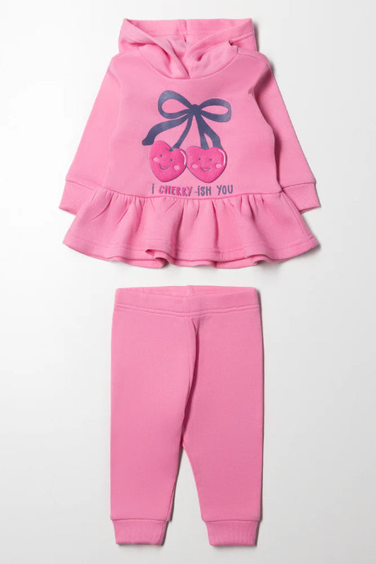 Hooded Peplum Tracksuit Pink