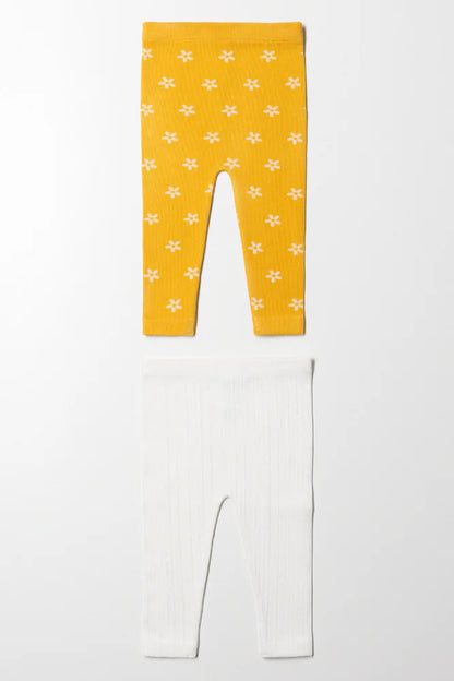 2 Pack Leggings Yellow And Cream