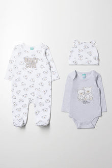 3 Piece Bear Set Grey