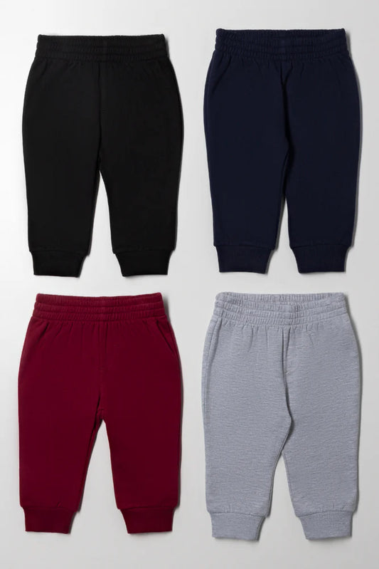 4-pack trainingsbroeken zwart, marineblauw, grijs en rood