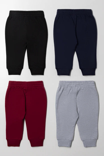 4-pack trainingsbroeken zwart, marineblauw, grijs en rood
