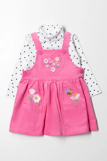 Corduroy Pinafore Set Pink