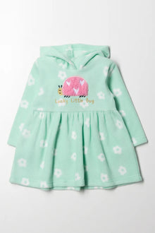 Fleece Hooded Dress Light Green