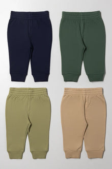 4-pack trainingsbroeken in marineblauw, naturel en groen