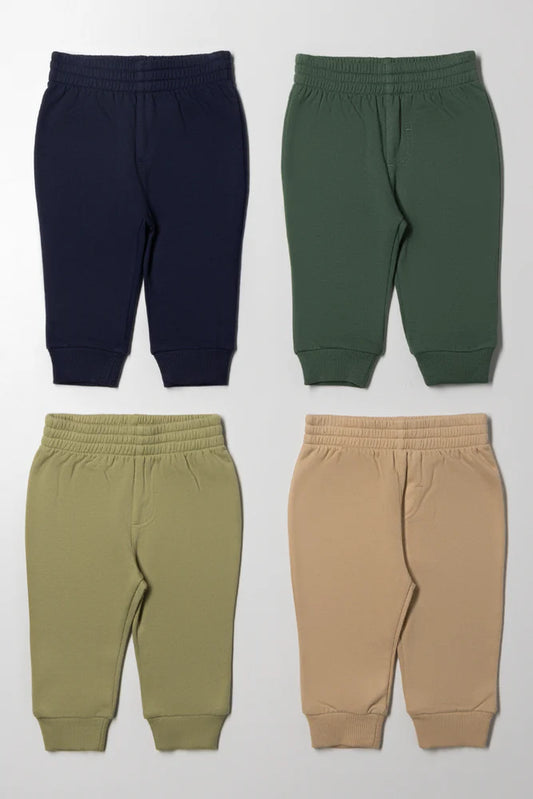 4-pack trainingsbroeken in marineblauw, naturel en groen