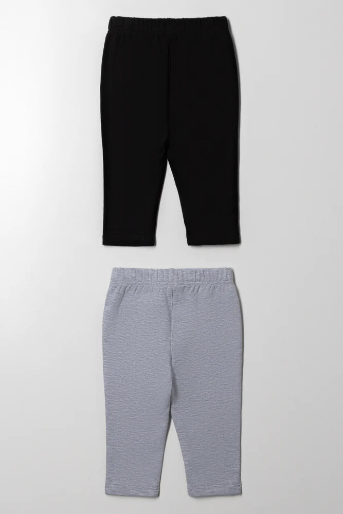 2-pack leggings zwart en grijs