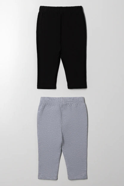 2-pack leggings zwart en grijs