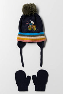 Truck Beanie en wantenset marineblauw