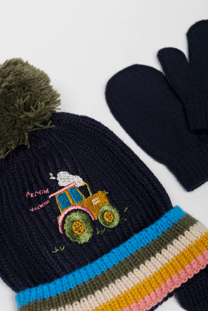 Truck Beanie And Mittens Set Navy