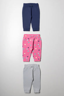 3-pack trainingsbroeken in marineblauw, roze en grijs