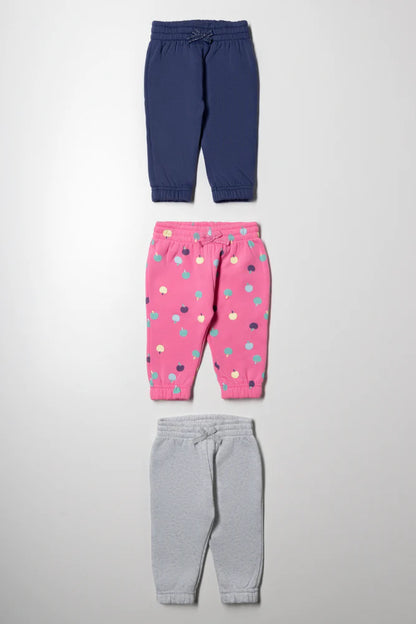 3 Pack Trackpants Navy, Pink And Grey