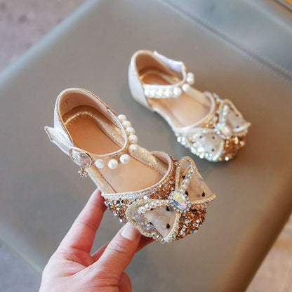 Babysandalen met strik en strass-steentjes