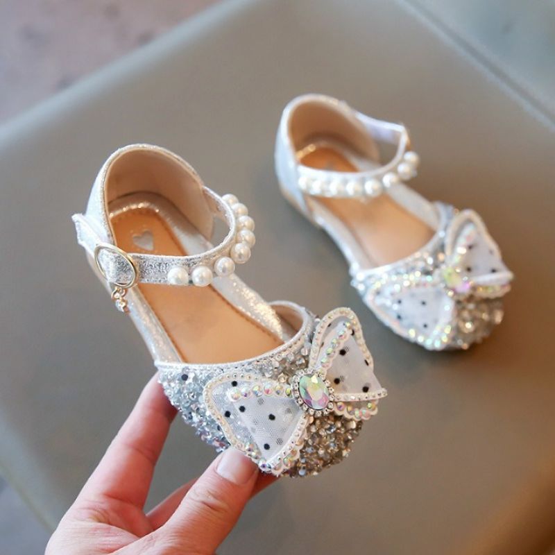 Babysandalen met strik en strass-steentjes