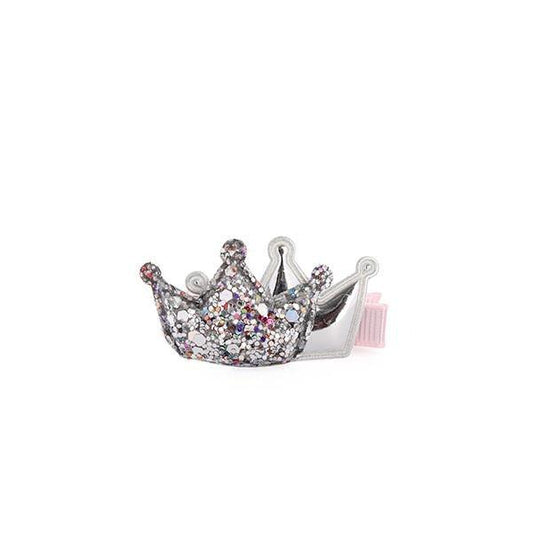 MEISJES ZILVEREN GLITTER KROON HAARCLIP