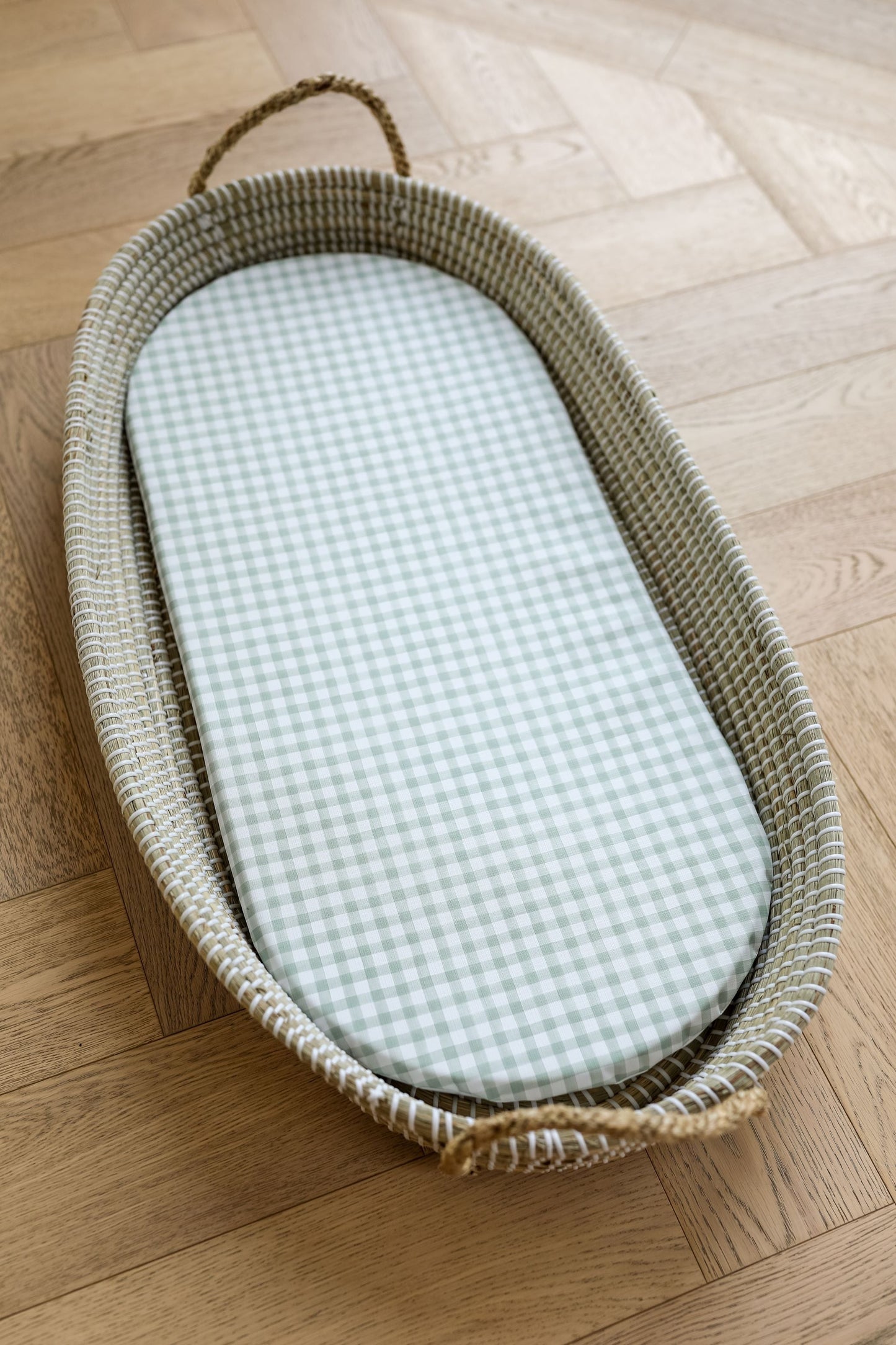 Basket Changing Mat - Sage Gingham