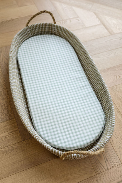Basket Changing Mat - Sage Gingham