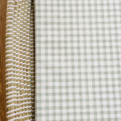 Basket Changing Mat - Sage Gingham