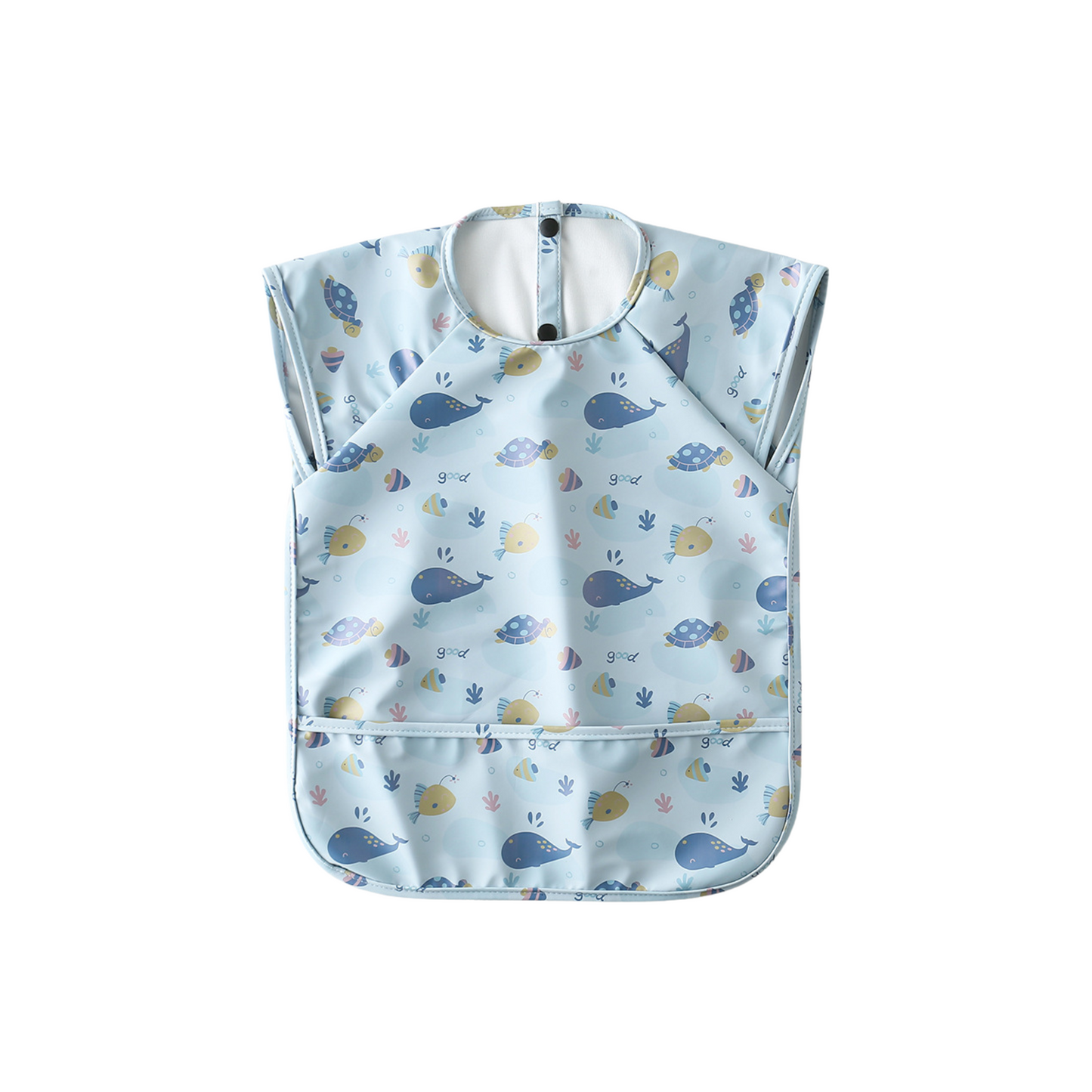 Waterdichte babyslab met korte mouwen en lange mouwen in walvismotief Hello There