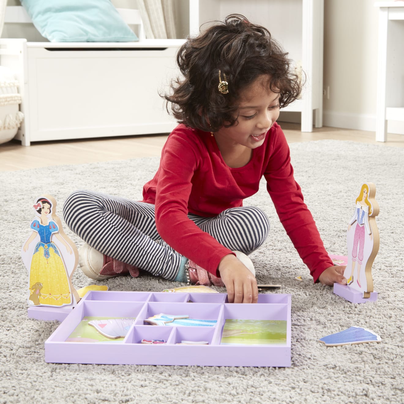Belle en Sneeuwwitje Houten Magnetische Aankleedpop