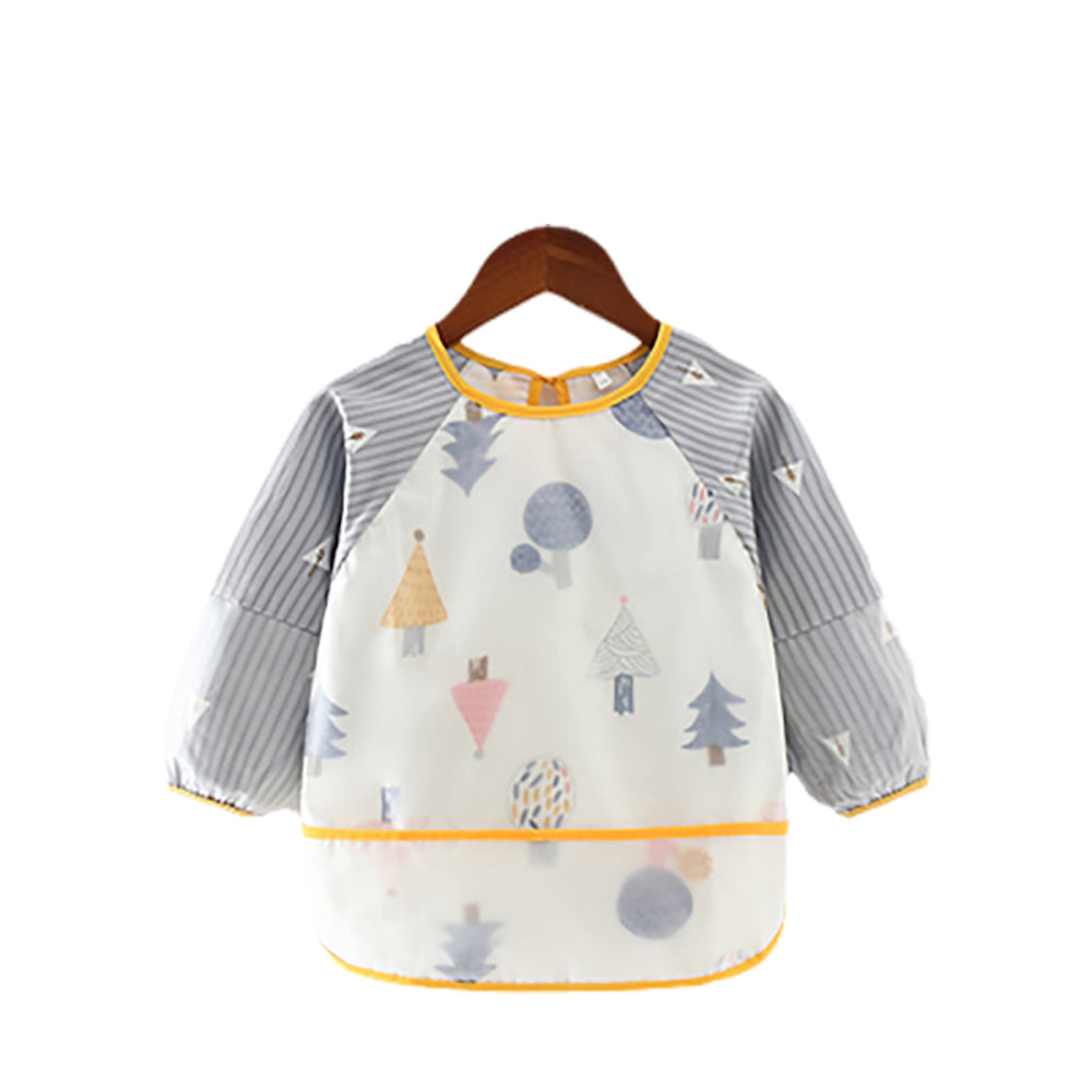 Baby schort met lange mouwen en smokwerk, blauw bos, V2