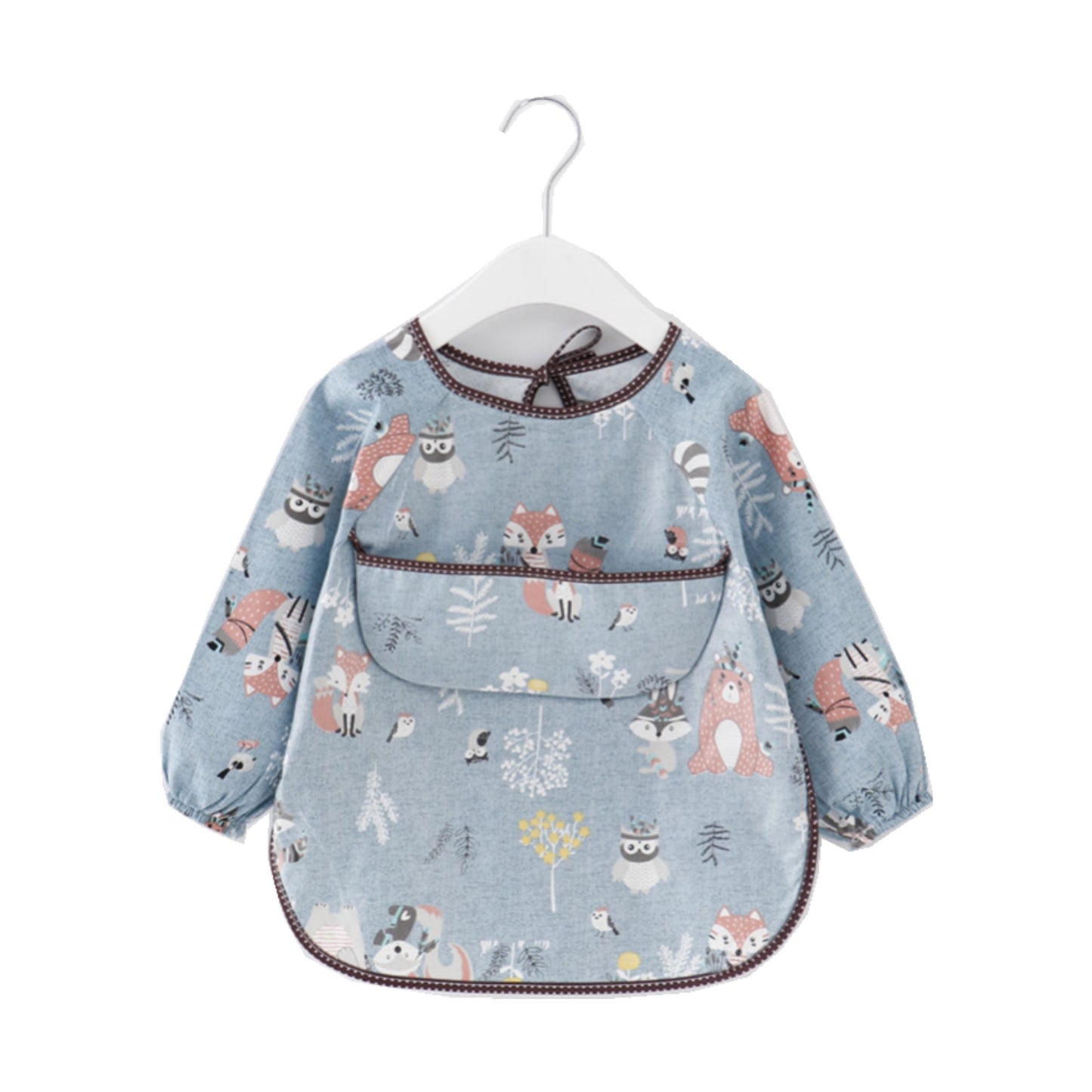 Baby schort met lange mouwen, schort, slabbetje, vos en uil