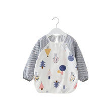 Baby schort met lange mouwen, schort, slabbetje, blauw bos