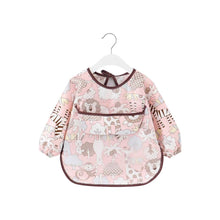 Baby schort met lange mouwen, schort, slabbetje, roze dieren