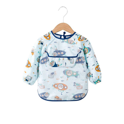 Baby schort met lange mouwen, slabbetje, ruimtetijdperk