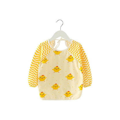 Baby schort met lange mouwen, schort, slabbetje, gele kuikens