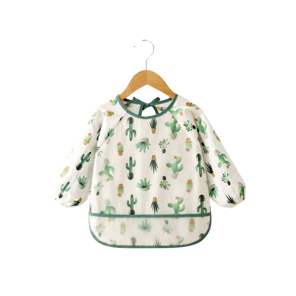 Baby schort met lange mouwen, schort, slabbetje, cactus, schattig