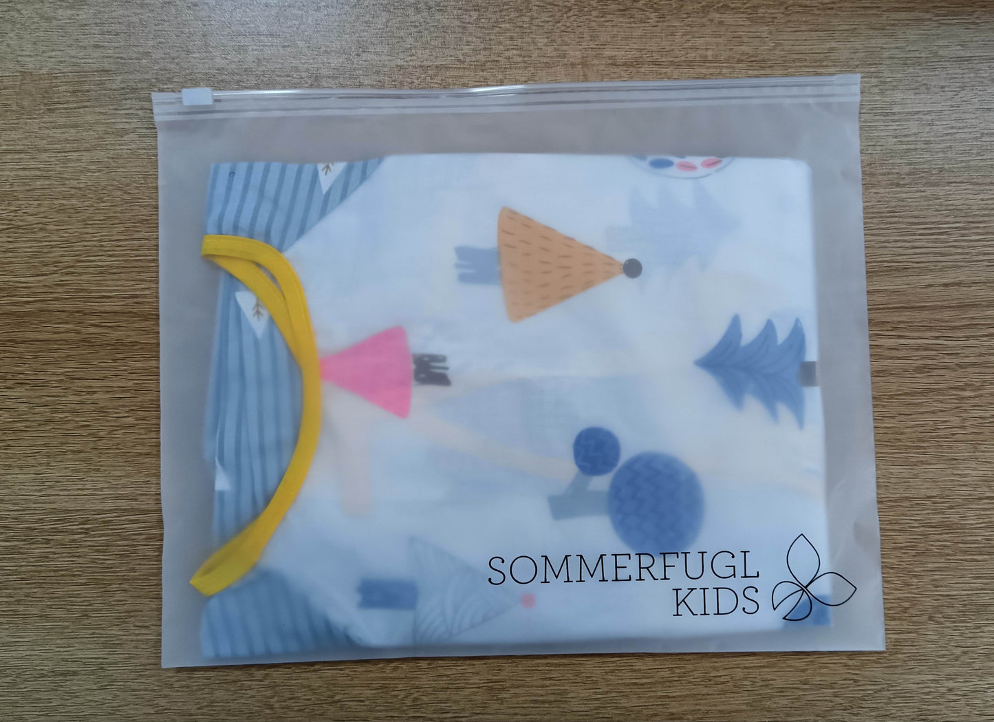 Baby schort met lange mouwen en smokwerk, blauw bos, V2