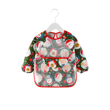 Baby schort met lange mouwen, schort, slabbertje, kerstman, groen