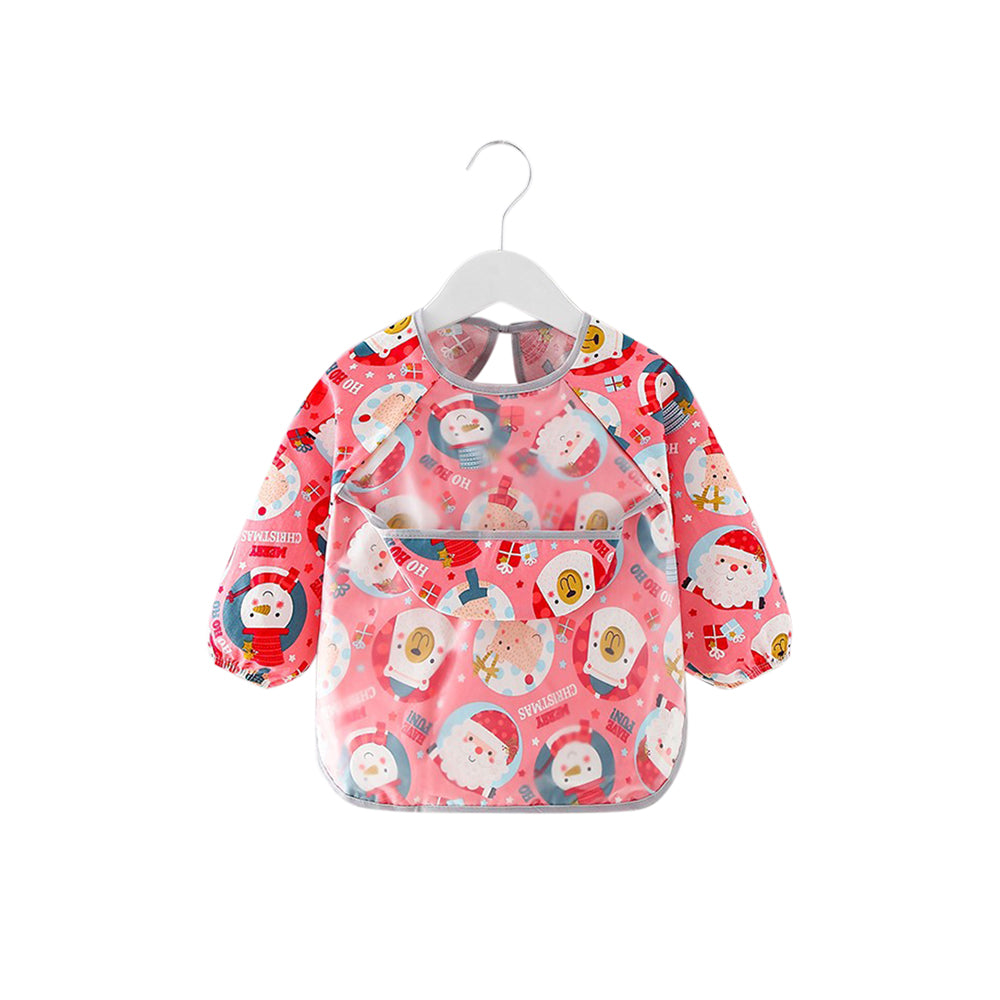 Baby schort met lange mouwen, schort, slabbertje, kerstman, rood