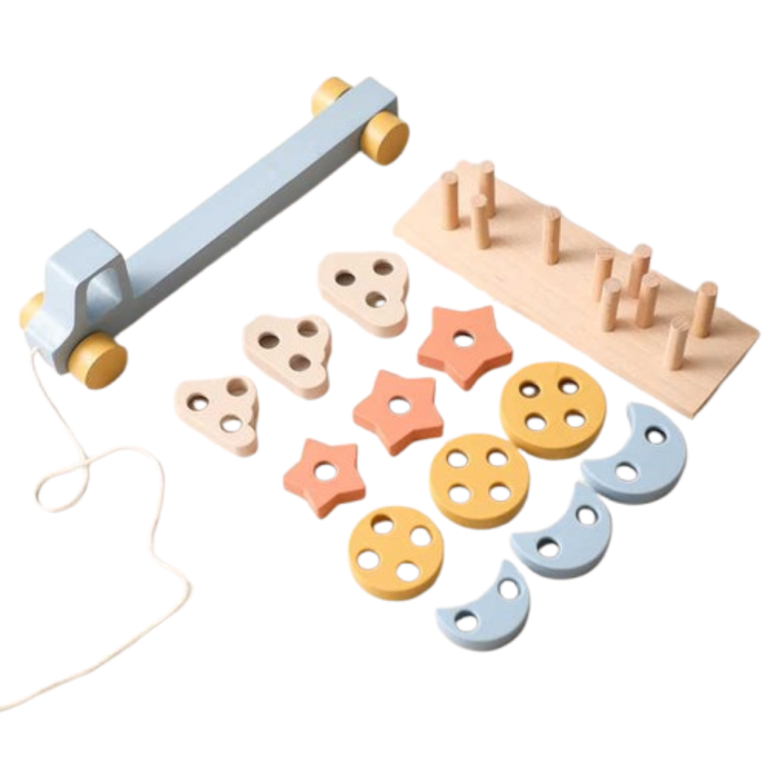 ShapeShuttle – Holz Motorik Stapelauto Spielzeug | Zugauto ab 3 Jahren