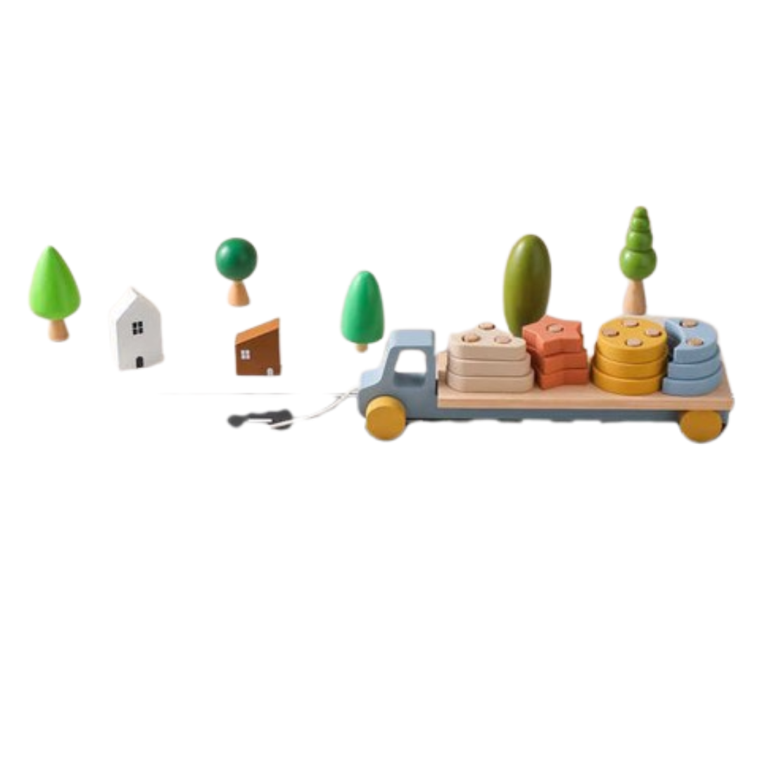 ShapeShuttle – Holz Motorik Stapelauto Spielzeug | Zugauto ab 3 Jahren