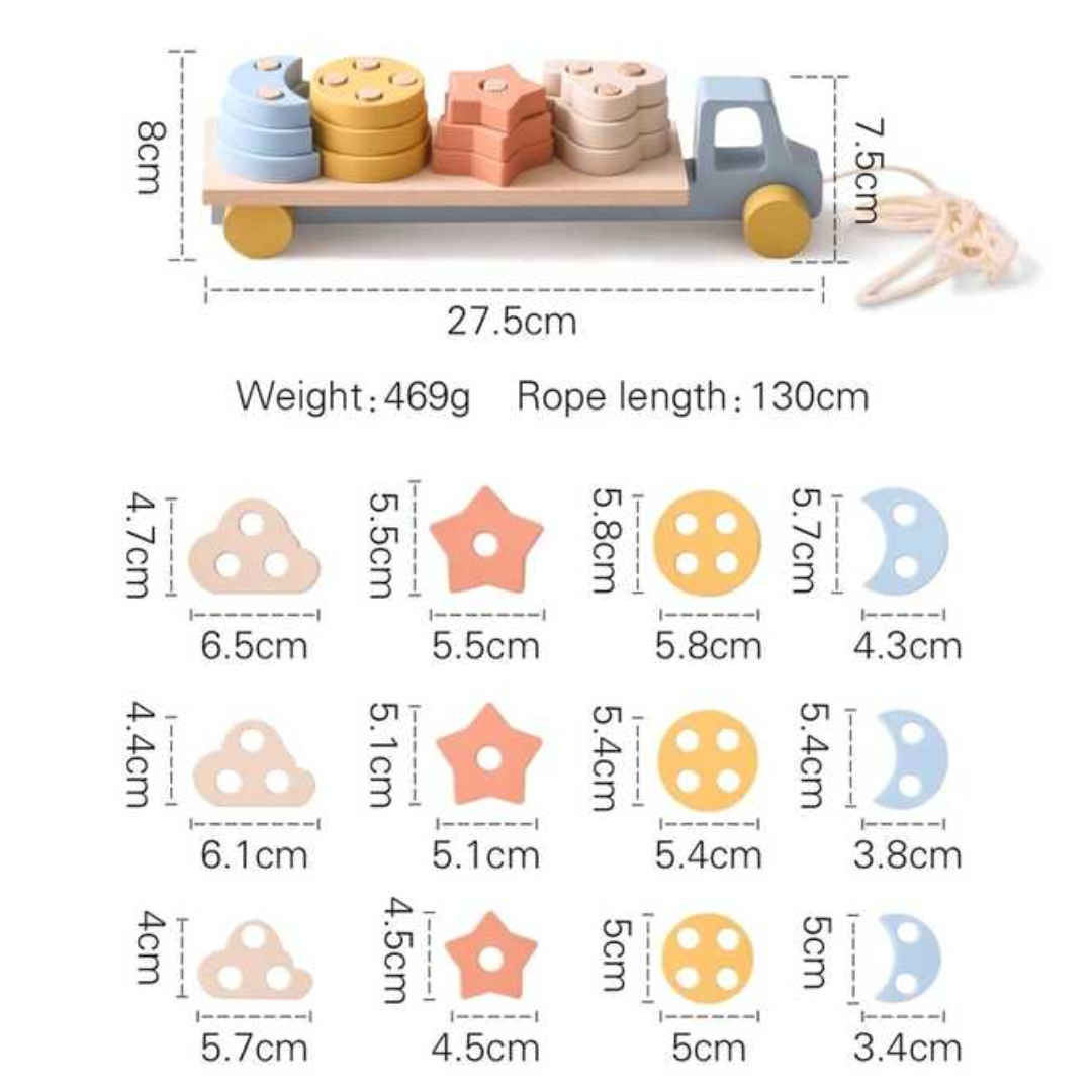 ShapeShuttle – Holz Motorik Stapelauto Spielzeug | Zugauto ab 3 Jahren