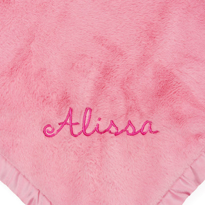 Embroidered Girls Light Pink Plush Blanket